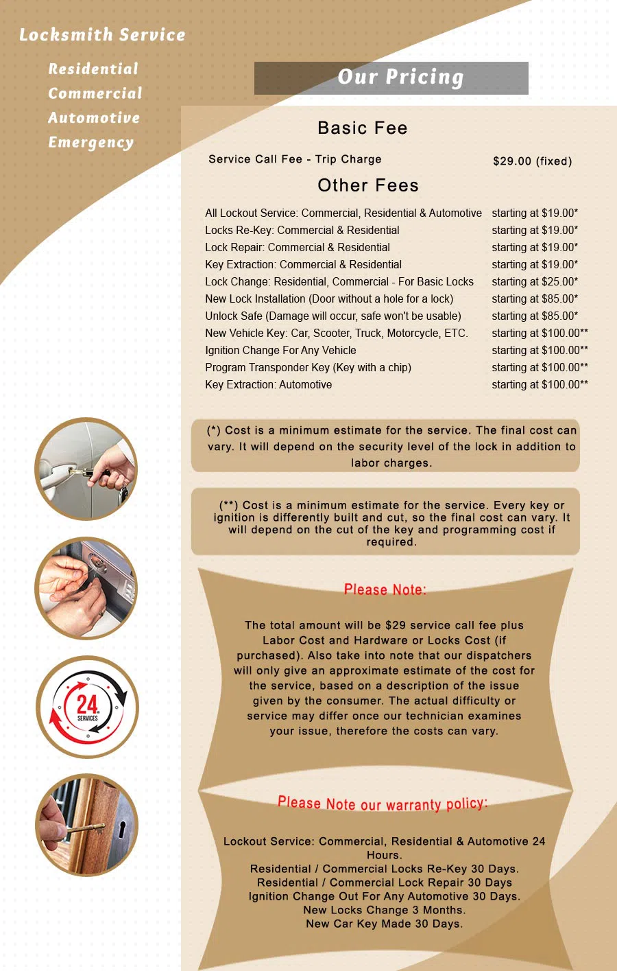 Everett Locksmith Service, Everett, MA 617-826-6189 - price-list